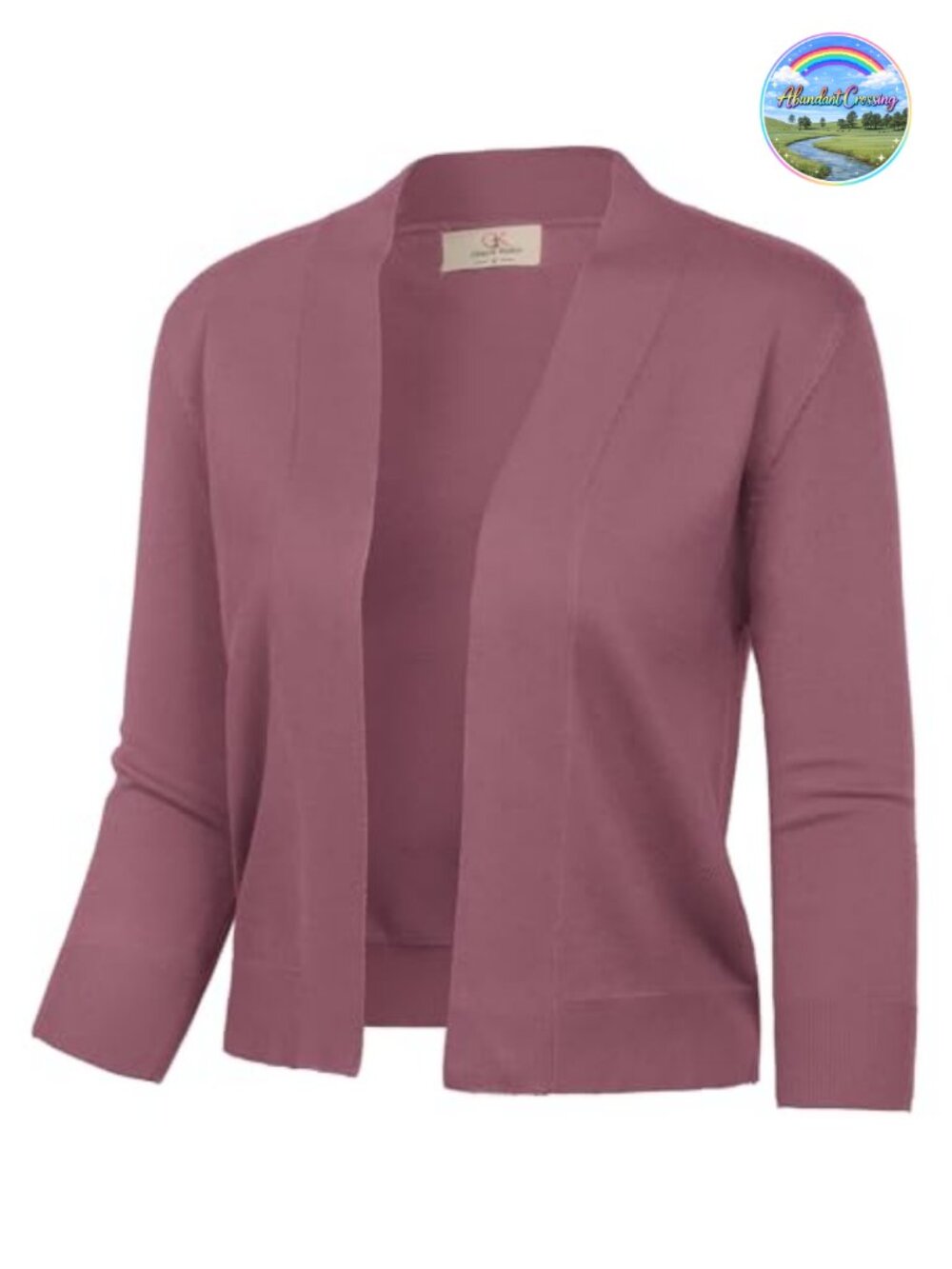 Women's 3/4 Sleeve Knit Cropped Open Front Cardigan Shrug
